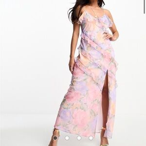 Miss Selfridge Floral Ruffle Maxi Dress